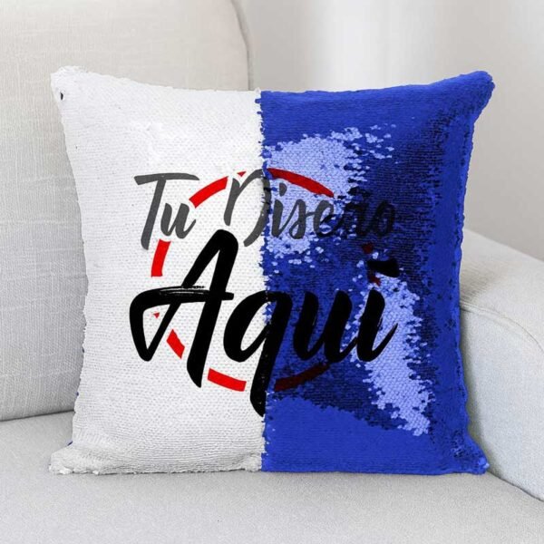 Almohada con lentejuelas color azul