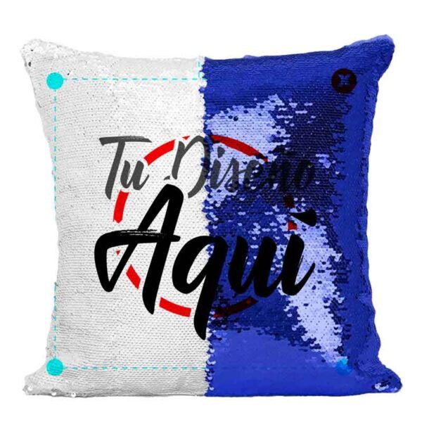 Almohada con lentejuelas color azul - Imagen 3